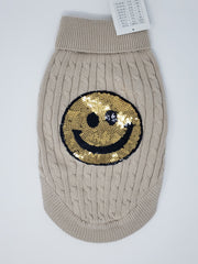 Smiley Face Cable Knit Dog Sweater