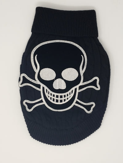 Skull and Crossbones Cable Knit Dog Sweater