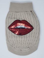 RDrox Giant Lips Cable Knit Dog Sweater