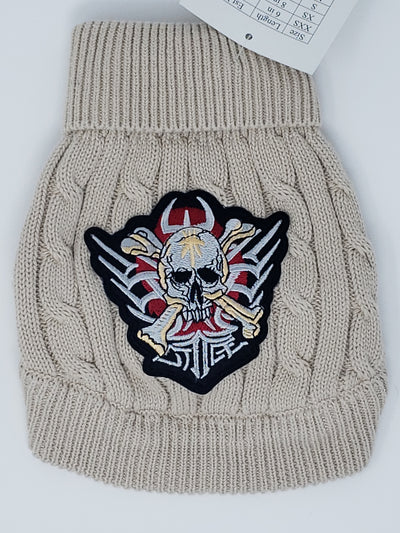 RDrox Skull Killer Cable Knit Dog Sweater