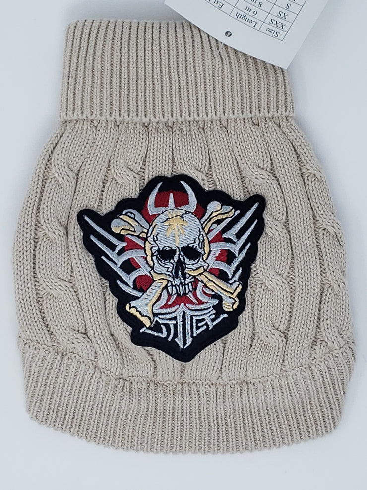 RDrox Skull Killer Cable Knit Dog Sweater