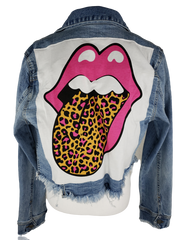 RDrox™ Lips & Leopard Tongue Denim Vintage Jean Jacket