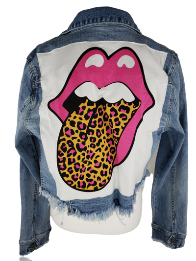 RDrox™ Lips & Leopard Tongue Denim Vintage Jean Jacket