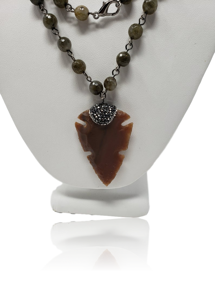 RDrox™ Arrowhead Semi-Precious Gemstone Beaded Labradorite Necklace