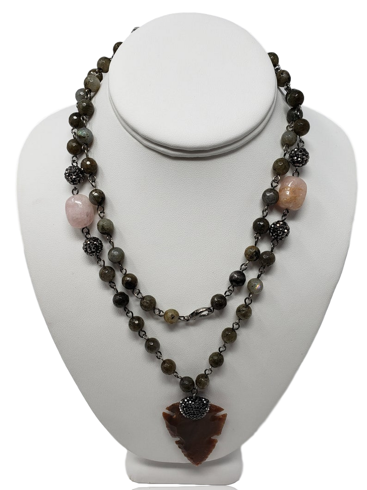 RDrox™ Arrowhead Semi-Precious Gemstone Beaded Labradorite Necklace