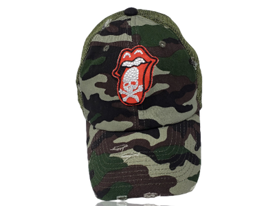 RDrox™ Camo Rolling Stones Skull Vintage Trucker Hat