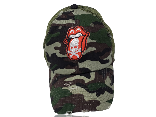 RDrox™ Camo Rolling Stones Skull Vintage Trucker Hat