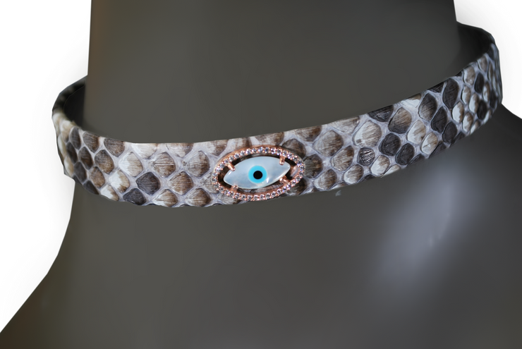 RDrox™ Python Pattern Choker Mother Pearl Evil Eye