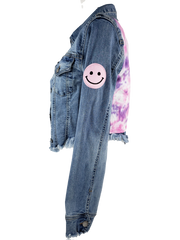 RDrox™ Pink Smiley Vintage Denim Jean Jacket