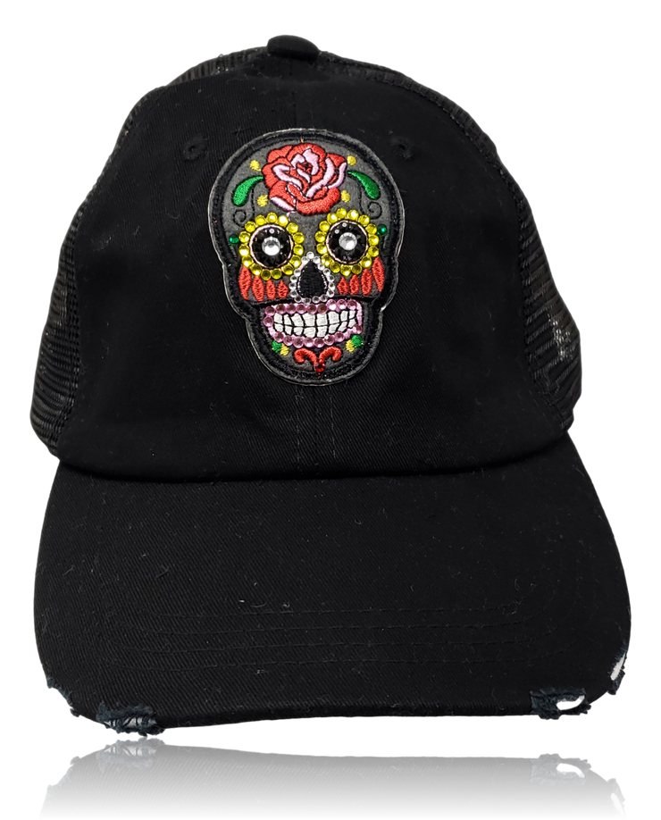 Skull Rose Trucker Hat