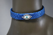 RDrox™ Blue Python Choker With Mother of Pearl Evil Eye