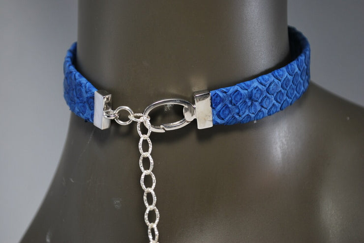 RDrox™ Blue Python Choker With Mother of Pearl Evil Eye