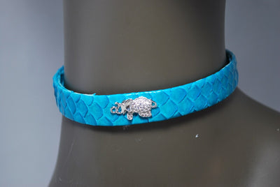 RDrox™ Turquoise Python Choker With Sterling Silver Elephant