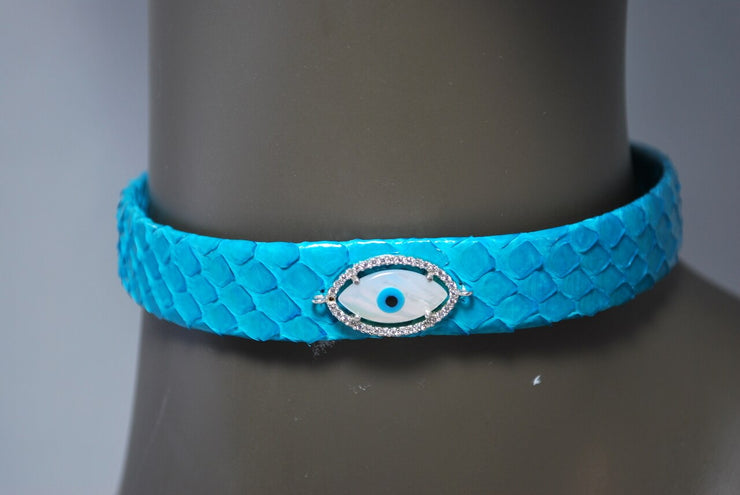 RDrox™ Turquoise Python Choker With Mother of Pearl Evil Eye