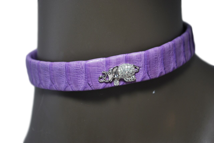 RDrox™ Purple Python Choker With Sterling Silver Elephant