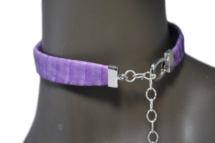 RDrox™ Purple Python Choker With Sterling Silver Elephant