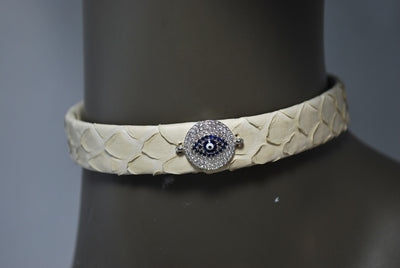 RDrox™ Beige Python Choker With Swarovski Evil Eye