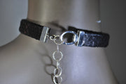 RDrox ™ Lexi Black Python Choker With Mother of Pearl Evil Eye